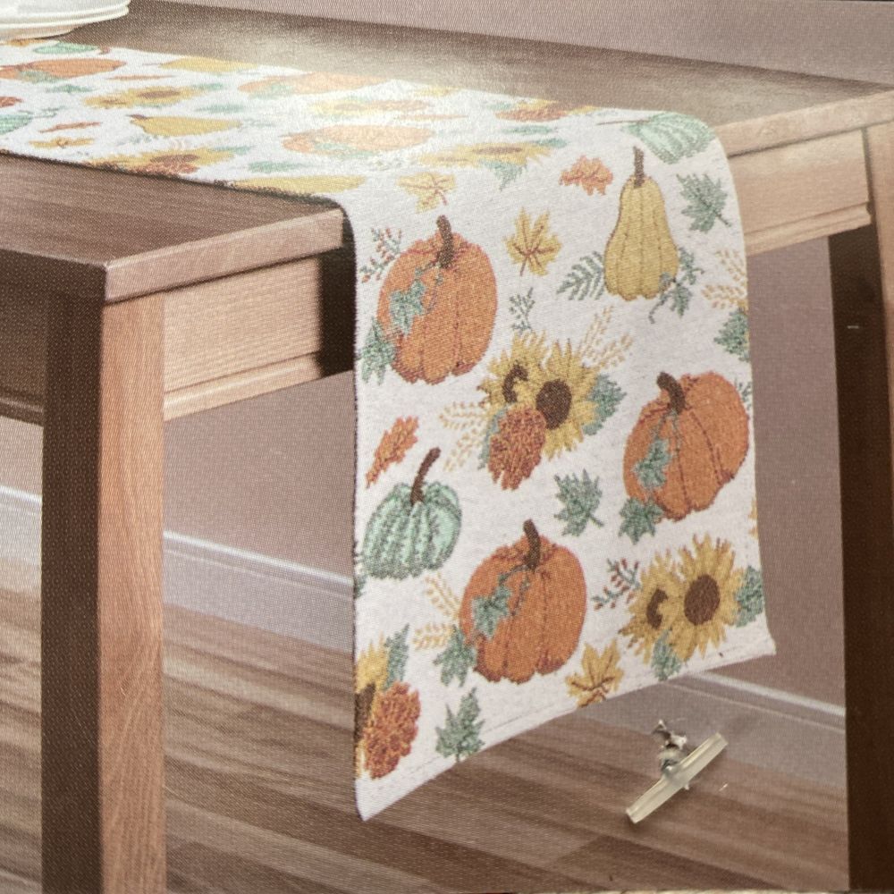 Perfect Harvest Tapestry Runner Fall Pumpkins and‎ Sunflowers 13 x 68 inch